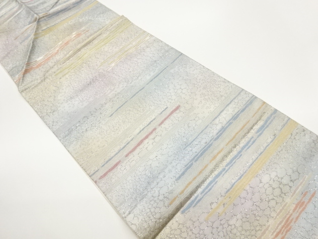 横段に小丸模様織出し袋帯